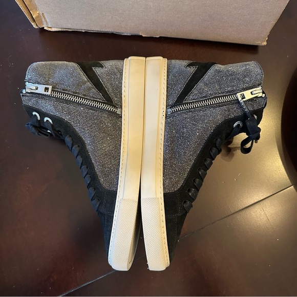 NIB ZV1747 High Flash Sneakers 38 (US 7) Black Suede Silver MSRP $448 Sparkle - Picture 4 of 7